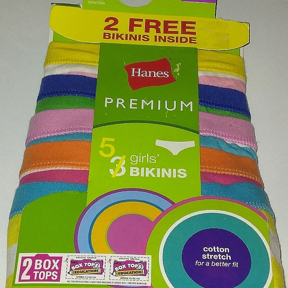NWT~Hane's~Girls Cotton 5 Pack Premium Bikini Panties~Size 10 - Picture 3 of 6